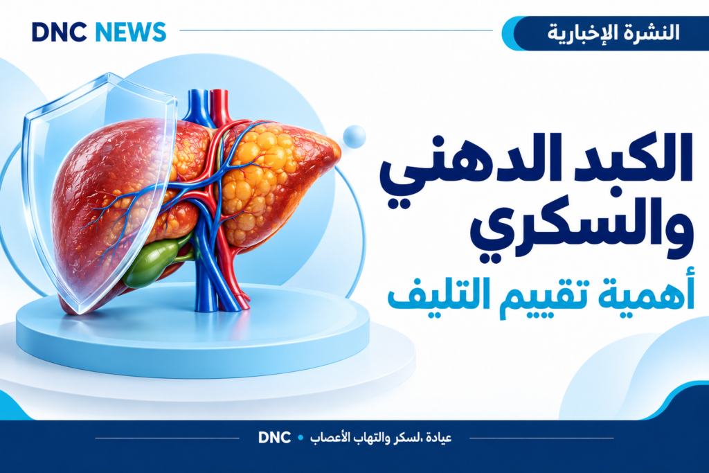 رسم توضيحي من DNC News: الكبد الدهني والسكري: أهمية تقييم خطر التليف